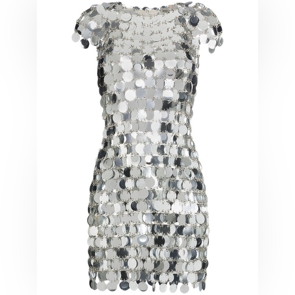 Paco Rabanne Metallic Sequin Chain-disc Mini Dress - Picture 1 of 16